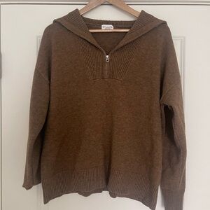 Cozy Brown Zip-Up Sweater for Women